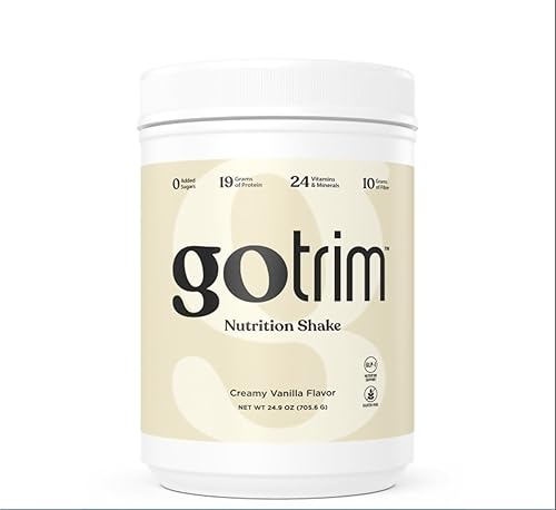 GoTrim Nutrition Shakes - Creamy Vanilla, High Protein, Meal Replacement Shake with 19g Protein & 10g Fiber, Ready to Drink, Gluten-Free, No Added