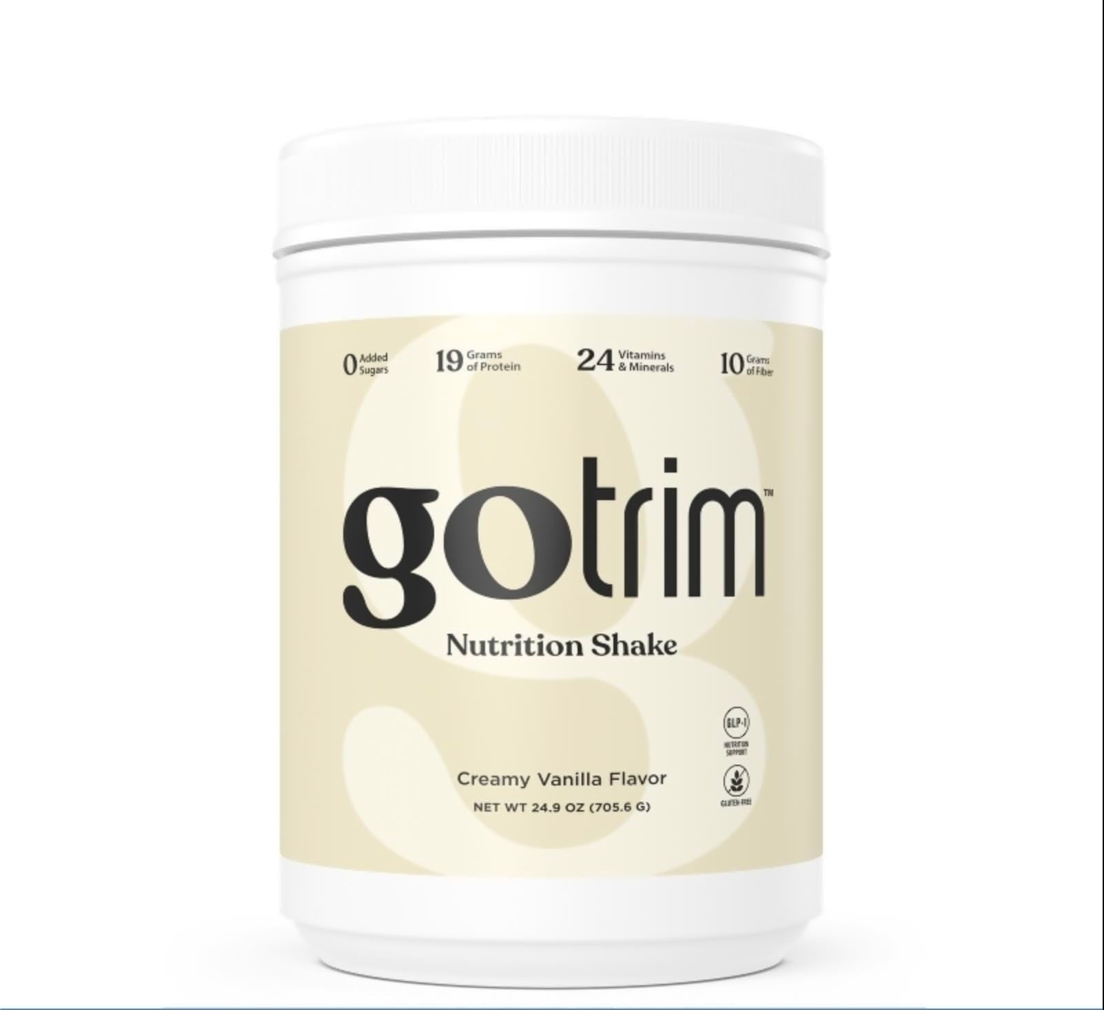 GoTrim Nutrition Shakes - Creamy Vanilla, High Protein, Meal Replacement Shake with 19g Protein & 10g Fiber, Ready to Drink, Gluten-Free, No Added