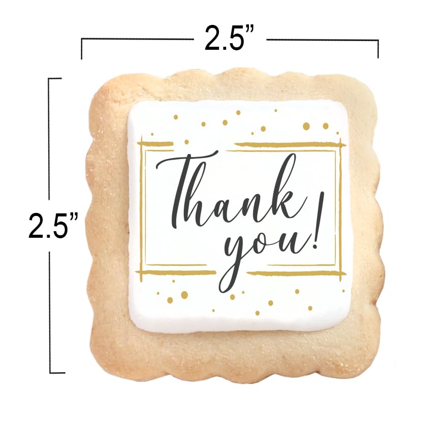 Thank You Cookies Gold Black Elegant Classy Appreciation Treats Party Favors Gift Basket for Teachers Employees Nurses | 24 Pack Individually Wrapped