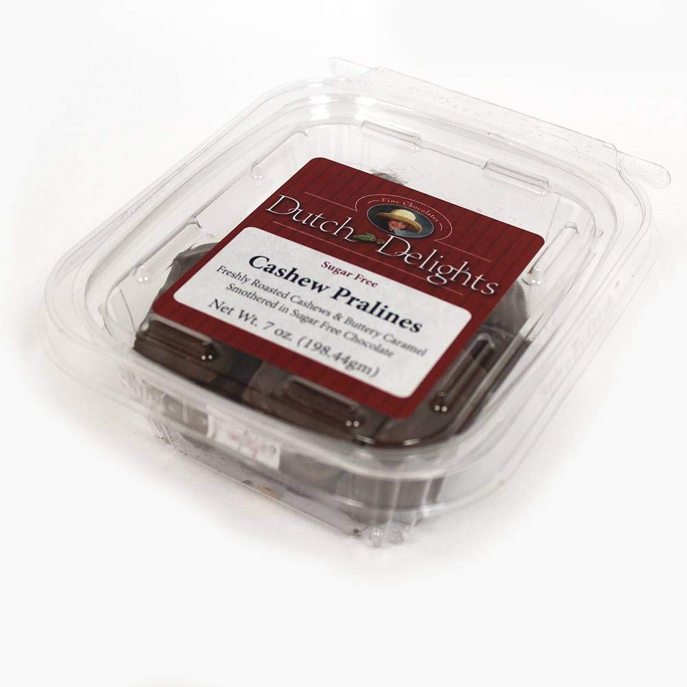 Walnut Creek Dutch Delights Sugar-Free Chocolate Cashew Pralines, Pack of Three 7-ounce Containers