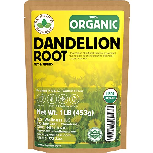 Dandelion Root Tea 1LB (16Oz) | 100% Certified Organic | Loose Dandelion Root Tea (200+ Cups) Cut and Sifted| 100% Raw Albanian Harvest | by U.S