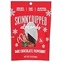 SkinnyDipped Dark Chocolate Peppermint Almonds, Healthy Snack, Plant Protein, Gluten Free, 3.5 oz Resealable Bag, Pack of 1