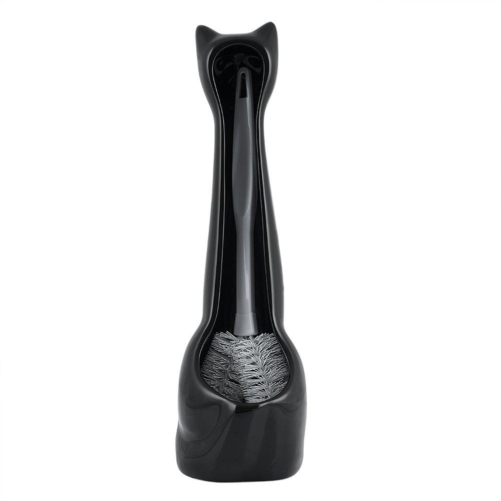 Allure Home Creation Black Cat 2-Piece Toilet Brush Holder and Brush Set