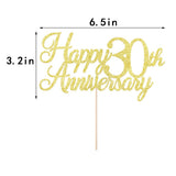 Auteby Happy 30th Anniversary Cake Topper, Gold Glitter 30th Birthday/Wedding Anniversary Party Decoration Supplies (30)