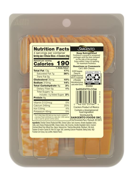 Sargento Shareables Ritz, Variety Pack, Natural Cheddar Cheese Slices, & Colby-Jack Natural Cheese Slices 6 oz, 3 Pack