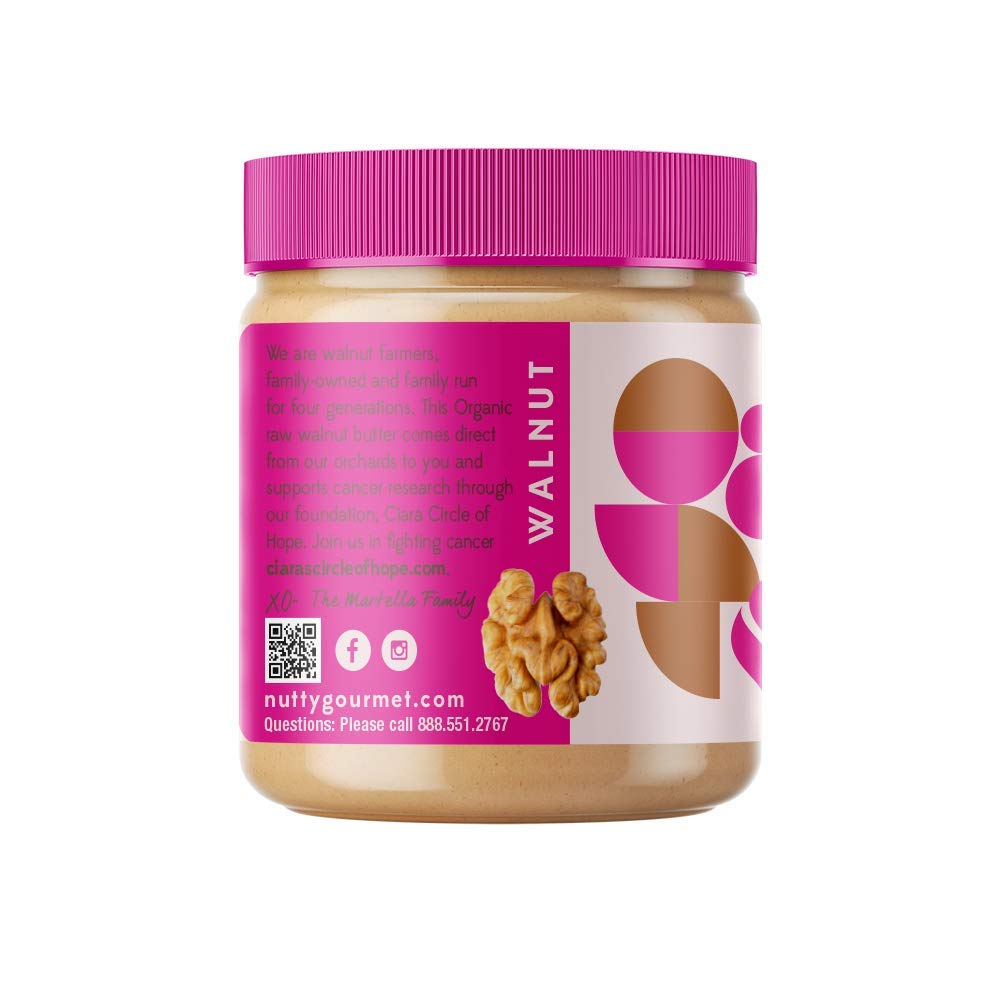 Nutty Gourmet Organic Walnut Butter - Raw Nut Butter - No Added Sugar - Unsalted - All Natural - Peanut Free - Vegan - California Grown Walnuts - Keto