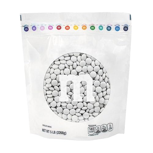 M&M’S WORLD White Milk Chocolate Candy, 5 lbs Resealable Pack, Bulk Candy for Party Favors, Weddings, Birthdays, Easter & Graduations