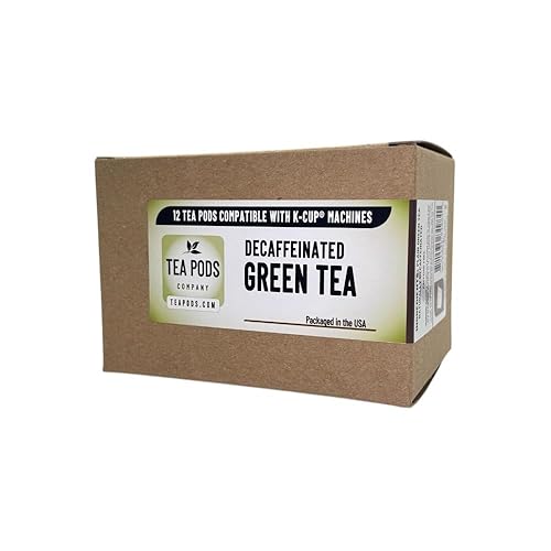 DECAF Green tea pods, single-serving tea capsules compatible with K-Cup brewing machines