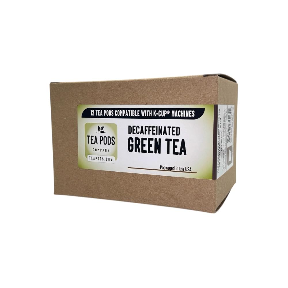 DECAF Green tea pods, single-serving tea capsules compatible with K-Cup brewing machines