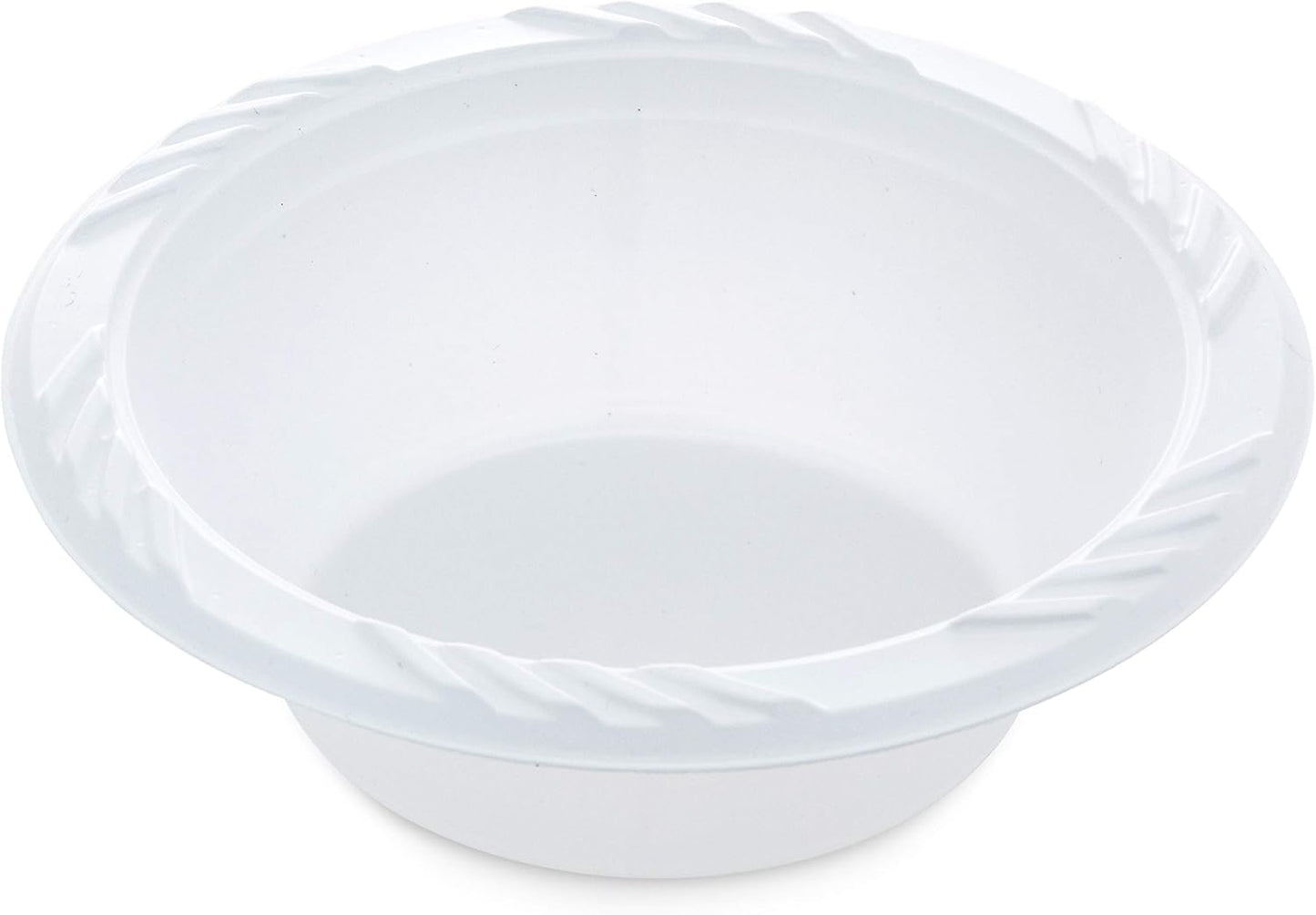 4 Pack of 100 Count - White 12 oz. Plastic Bowls - (Styles May Vary)