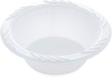 4 Pack of 100 Count - White 12 oz. Plastic Bowls - (Styles May Vary)