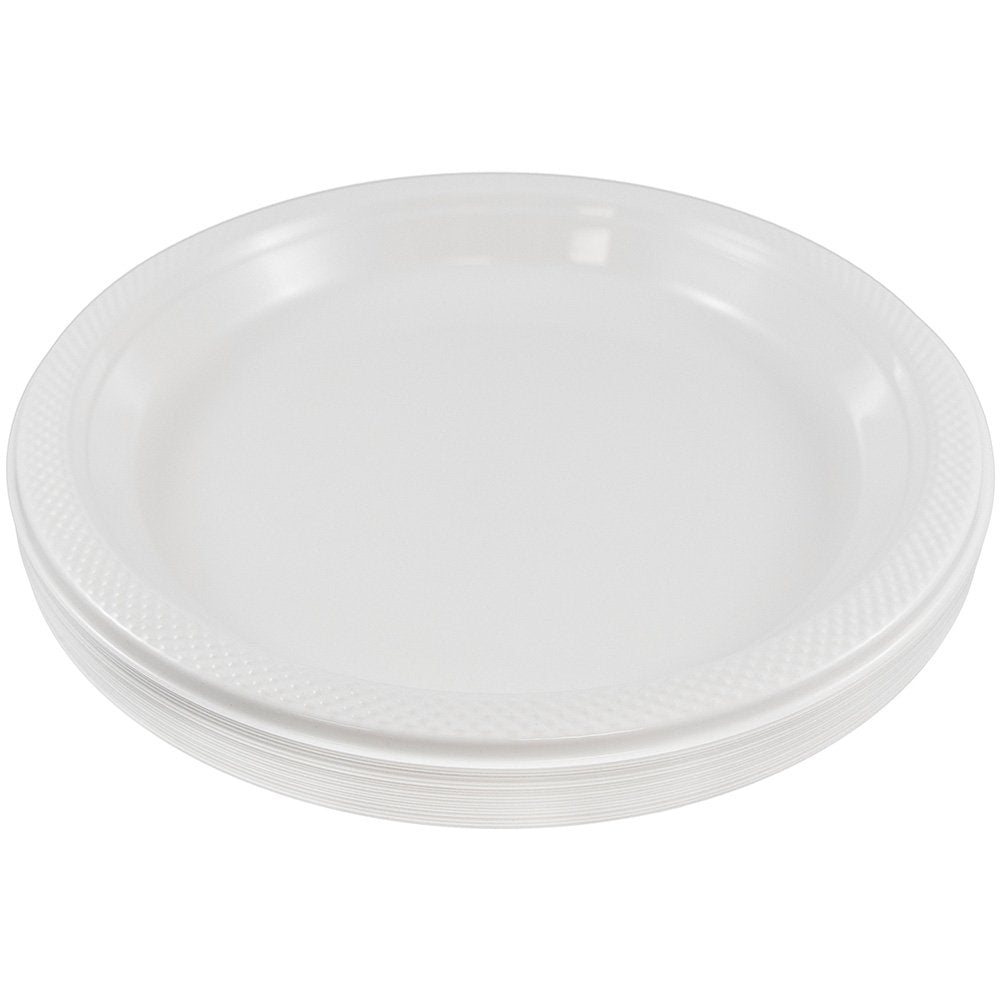 JAM PAPER Round Plastic Party Plates - Small - 7 inch - White - 200/Box
