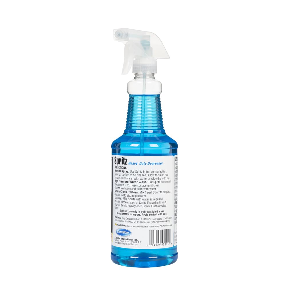 ComStar Spritz Heavy Duty Degreaser, 1 Quart, Industrial Oil & Grease Cleaner, Removes Carbon, Dirt & Grime, Ideal for Machinery, Tools, Floors