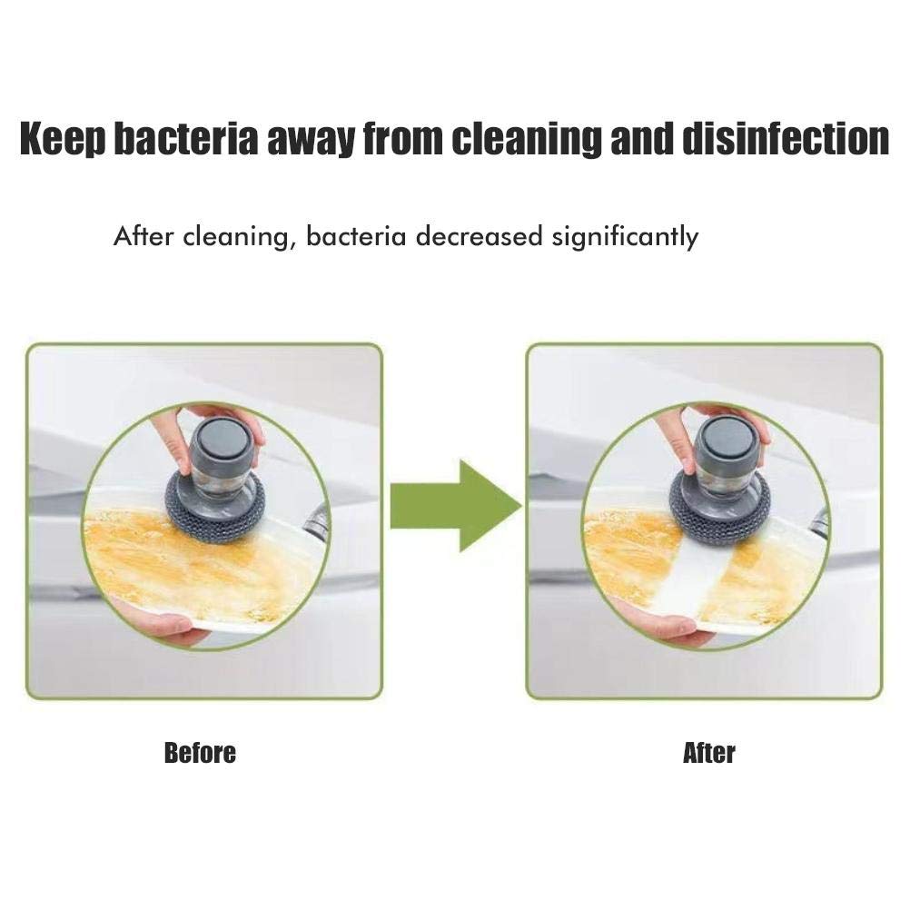 Dispensing Palm Brush Washing Brush with Integrated Detergent Dispenser Steel Dish Scrubber Stop Cleaner Metal Sponge Household Kitchen