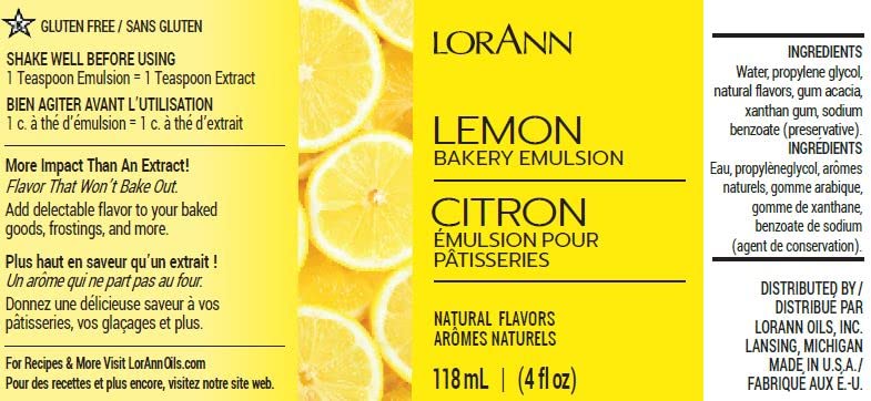 Lorann Oils Cream Cheese, Lemon, Strawberry Bakery Emulsion: Triple Flavor Blend, Ideal for Enhancing Complex Flavors in Baked Goods, Gluten-Free