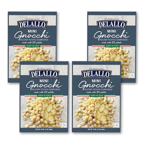 DeLallo Mini Potato Gnocchi Pasta, Made in Italy, Light and Airy Texture, Small-Sized Dumplings for Soups and Baked Dishes, Kosher, Non-GMO, 16 oz
