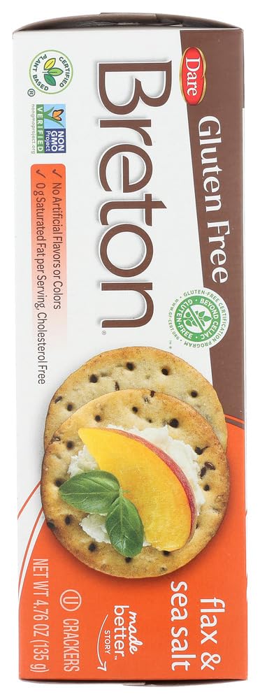 Dare Breton Gluten Free Crackers, Original with Flax, 4.76 Ounce (Pack of 6) by Dare