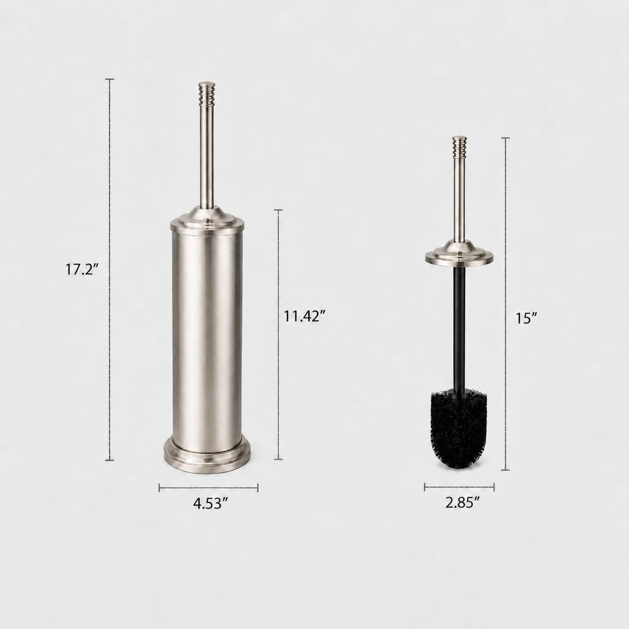 Nickel Toilet Brush and Holder Set?Extra Long Handled Toilet Bowl Brush and Holder?Stainless Steel Heavy Duty Toilet Brush for Bathroom,Deep Cleaning