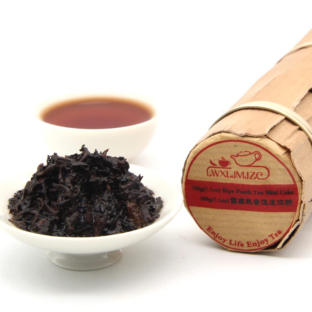 LWXLJMJZC?(24 Cakes-96 Cups) Pu-erh Tea in Bamboo Leaf Tube -Ripe Puerh Tea Cake -Easily Divided into Halves or Quarters-Shu Puer Tea-Ripe Puerh Tea