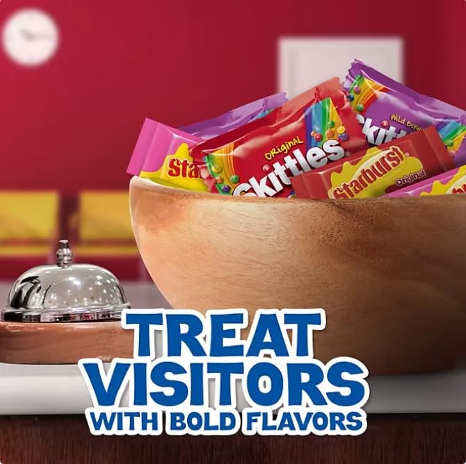 SKITTLES & STARBURST Variety Pack Fun Size Chewy Fruity Candy Assortment, Contains 4 Fruity Flavor Varieties, 255 Count (Pack of 1)