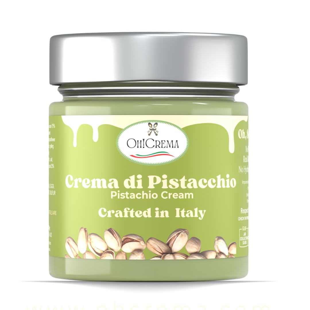 Oh! Crema Premium Italian Pistachio Cream Spread - 200g Authentic Crema di Pistacchio Made with 100% Italian Pistachios - Gourmet Sweet Nut Butter