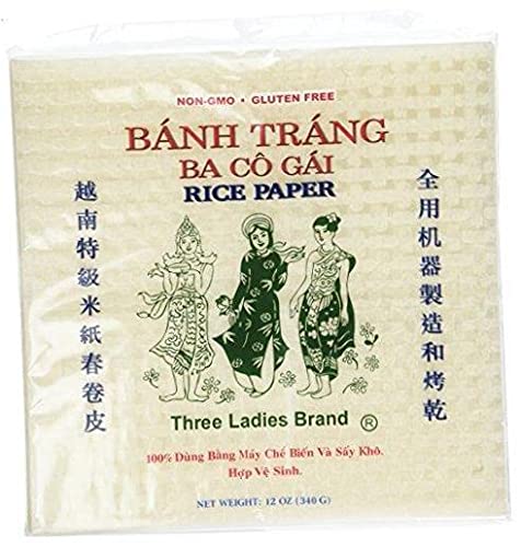 Three Ladies 2 Packs Square Rice Paper Wrappers (22cm) .4 pack