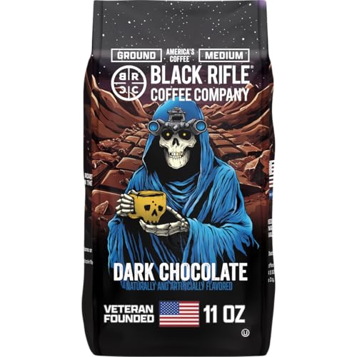 Black Rifle Coffee Company Dark Chocolate Roast 11oz Gound Coffee with Smooth, Indulgent Dark Chocolate Notes for a Decadent Brew.