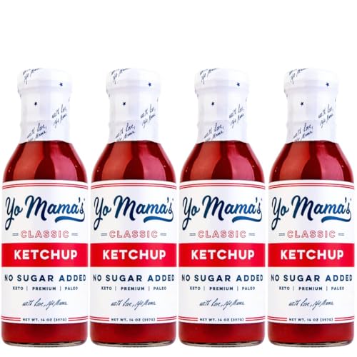 Yo Mama's Foods Keto Classic Ketchup - Pack of (4) - No Sugar Added, Low Carb, Vegan, Gluten Free, Paleo Friendly, and Made with Whole Non-GMO