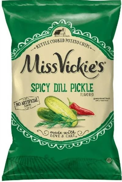 Kettle Cooked Potato Chips by Miss Vickie's Value Pack Bundled by SUPERDEALS | 1.375 Oz Bag | Spicy Dill Pickle | Pack of 16 with mystery bonus gift