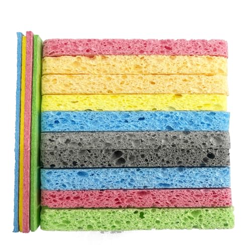 12PCS Cleaning Sponge?2.5X4.0 inches, Kitchen DishSponge, Cleaning Scrub Color Sponge, Biodegradable Natural Sponge, Non-Scratch Kitchen Cellulose