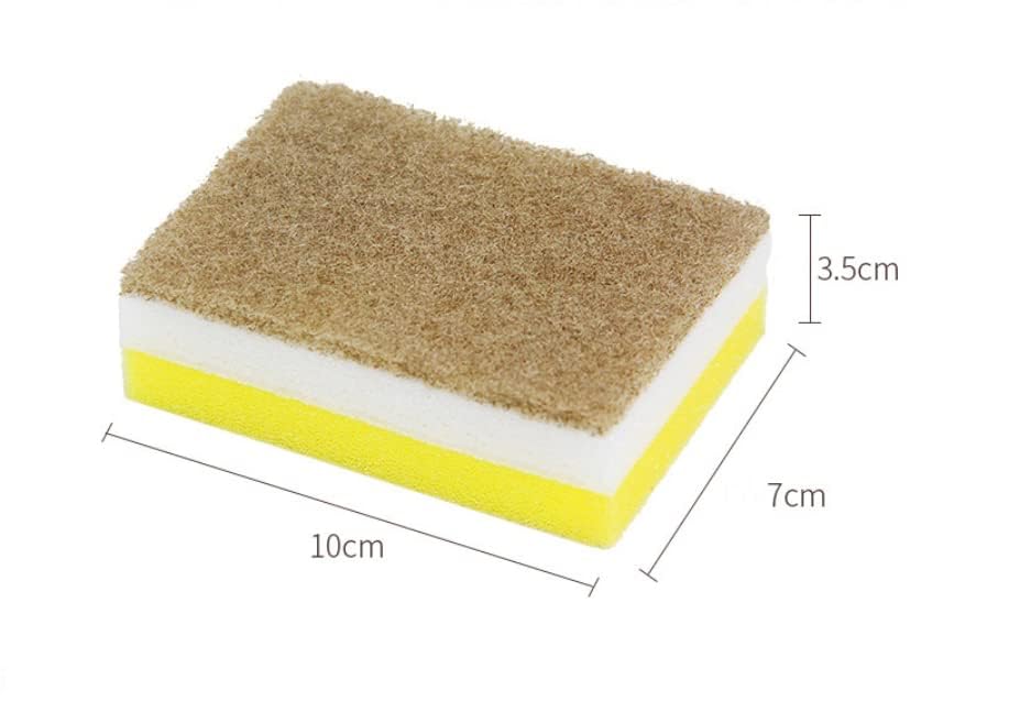 5 Pcs Heavy Duty Scrub Sponges,Dual-Sided Dishwashing Sponge for Kitchen,Multi-Use Deep Cleaning Scrub Sponge (Brown White and Yellow)