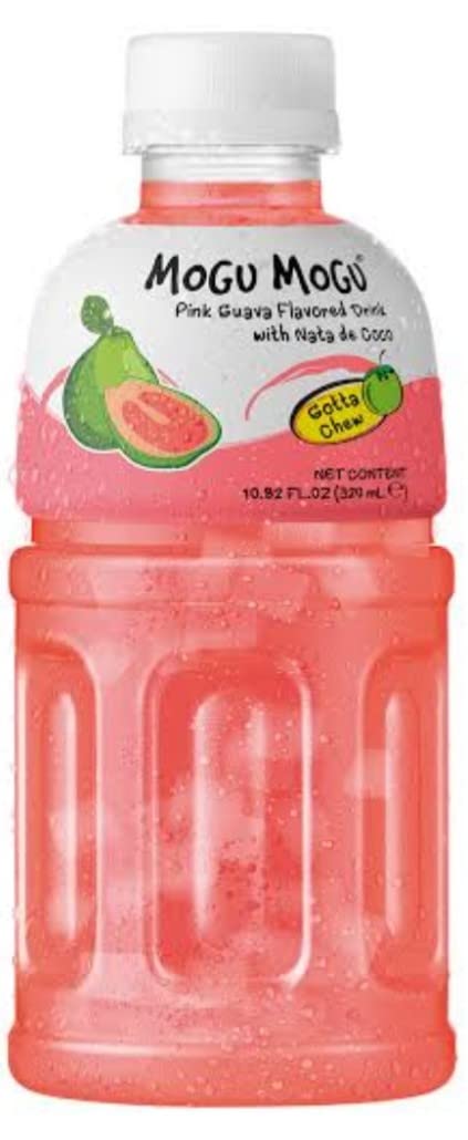 Mogu Mogu Pink Guava Flavored Drink with Nata de Coco - 10.82 Fl oz (320ml) - (Pack of 2) (CL)