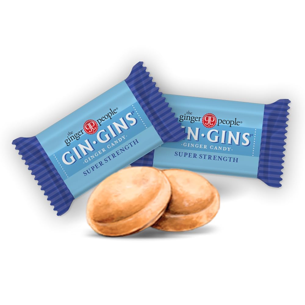GIN GINS Super Strength - Natural Ginger Candy by The Ginger People - Individually Wrapped Healthy Candy - Super Strength Flavor - Large 1 lb Bag