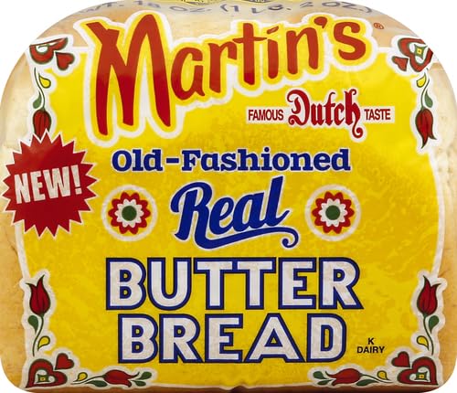 Martins Butter Bread - Sliced White Bread w/Old Fashioned Bakery Fresh Taste - Made with Real Butter, Nonfat Milk, Wheat Flour & Cane Sugar - Perfect