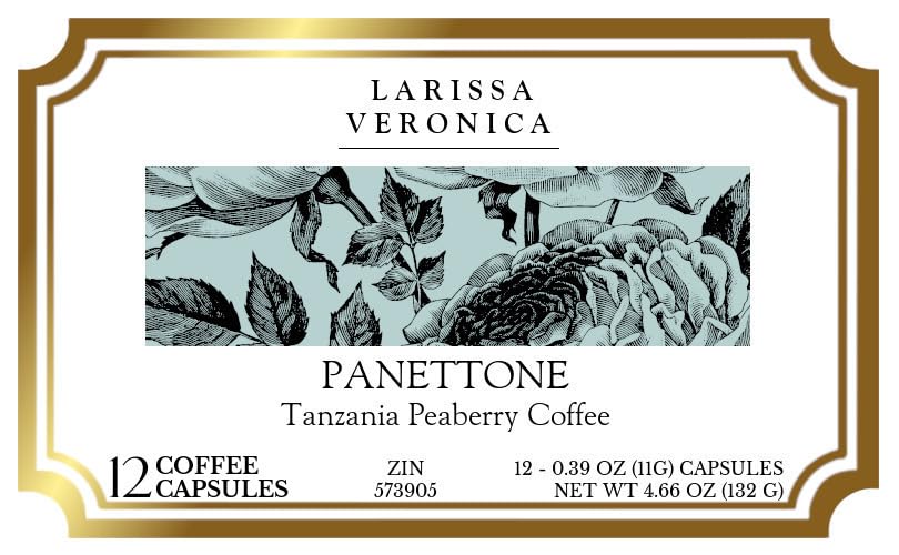 Panettone Tanzania Peaberry Coffee (Single Serve K-Cup Pods) (Gourmet, Naturally Flavored, Whole Coffee Beans) (12 pods, ZIN: 573905)