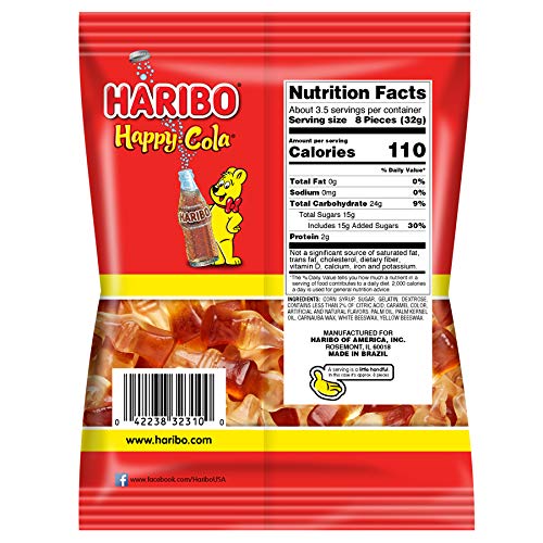 Haribo Gummi Candy, Happy-Cola, 4 oz. Bag (Pack of 12)