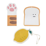 Biodegradable Cellulose Compressed Sponges, Bread Cat Paw Lemon Kitchen Wood Pulp Cleaning Sponges, Cute Natural Non-Scratch Scrub Sponges - 3 Packs