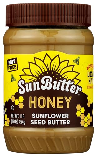 SunButter Honey Sunflower Seed Butter, 16 oz Nut-Free Spread with 5g Plant-Based Protein, Roasted Rich & Savory Flavor, Smooth Texture | Vegan