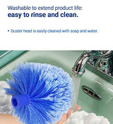 Mister Coolz Cobweb Duster Twist-on/Screw-on Head Attachment with Locking Screw- Ceiling and Corner Duster- Spider Web Duster, Cob Web Brush (Blue)