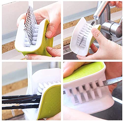 Non-Slip Blade Brush, Knife Cleaner, ABS Cutlery Cleaner, Green Double Sided Bristle Scrubber for Kitchen Chopsticks Fork Spoon Knives Washing by