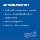 Genuine Joe Multifold Hand Towels, 9.5" x 9.10", 1-Ply, White, 250/Pack, 16 Count