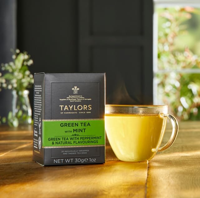Taylors of Harrogate Green Tea Variety Pack, Individually Wrapped Bags, Jasmine, Lemon, Mint 20 Count (Pack of 3), Caffeinated, Enjoy Hot or Iced, 60