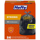 Hefty Strong 30 Gallon Trash Bags, Large Trash Bags 30 Gallon Size, Durable Drawstring Enclosure, Resists Punctures, Leaks, and Tears, Black