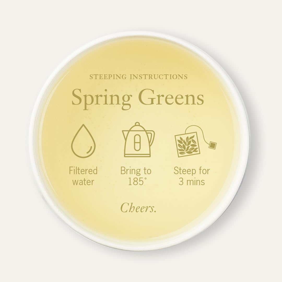 Smith Teamaker Spring Greens No. 8, Mao Feng Green Tea, Caffeinated, Sugar-Free, Sustainably Grown Full Leaf Green Tea, 15 Sachets, 1.3oz each
