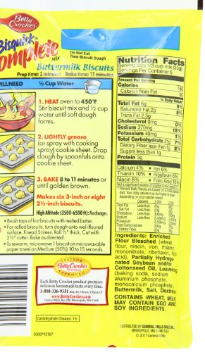 Betty Crocker Bisquick Complete Buttermilk Biscuit Mix, Just Add Water, 7.5 oz.