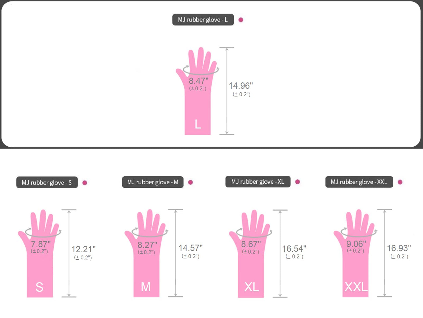 Myungjin (2 Pairs Reusable Waterproof Household Dishwashing Non-Slip Cleaning Latex Rubber Kitchen Gloves (Pink, Large)