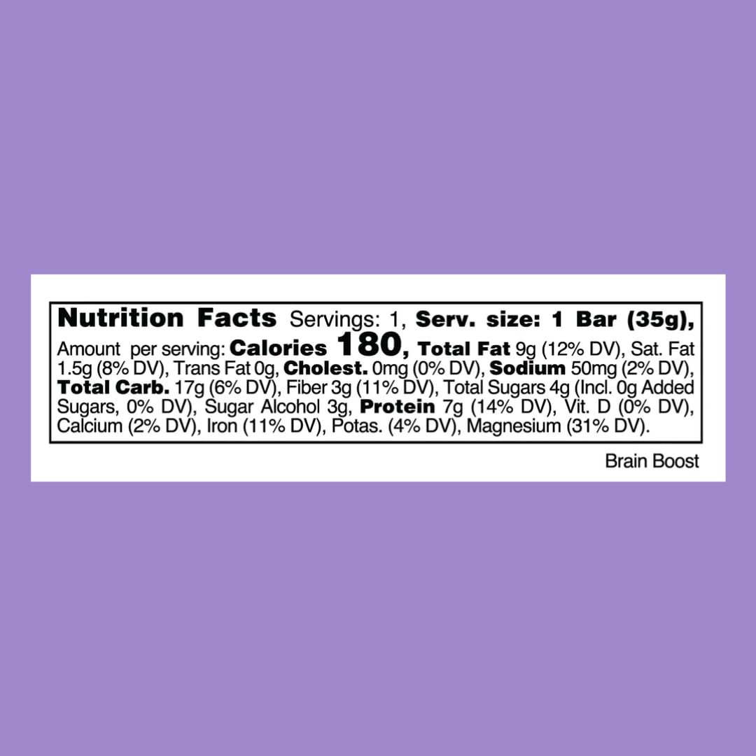 Brain Boost Caffeinated Seed Bars | Natural Energy & Focus | Rich Cocoa with Guarana | Vegan, High-Fiber Snack | 24-Pack
