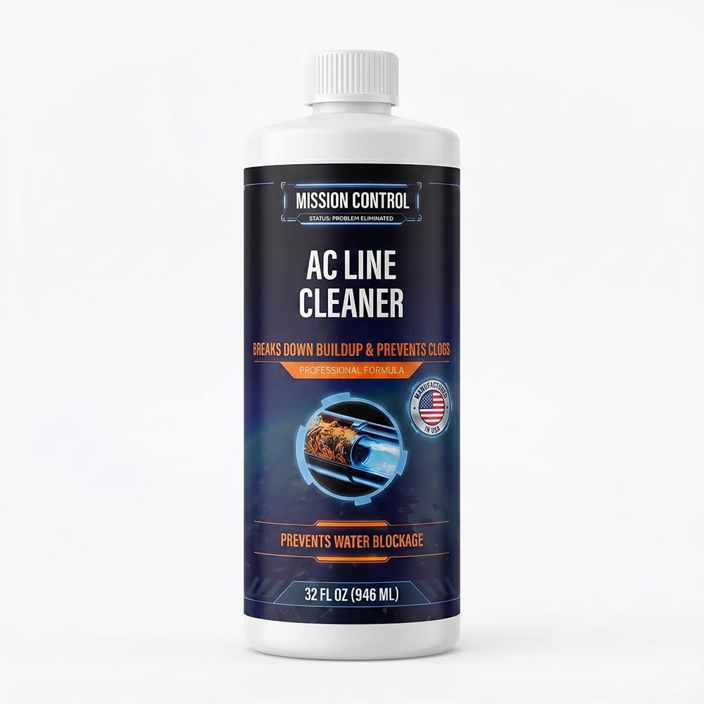 Mission Control 32 oz Bio-Enzymatic AC Drain Line Cleaner - Clears Clogs, Prevents Overflow, Septic & Copper Safe - 8 Monthly Treatments for Central
