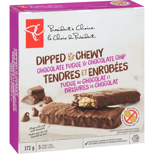 PC Dipped & Chewy Chocolate Fudge & Chocolate Chip Bars, 172g/6.1 oz, Imported from Canada}