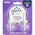 Glade PlugIns Refills Air Freshener, Scented and Essential Oils for Home and Bathroom, Tranquil Lavender & Aloe, 1.34 Fl Oz, 2 Count